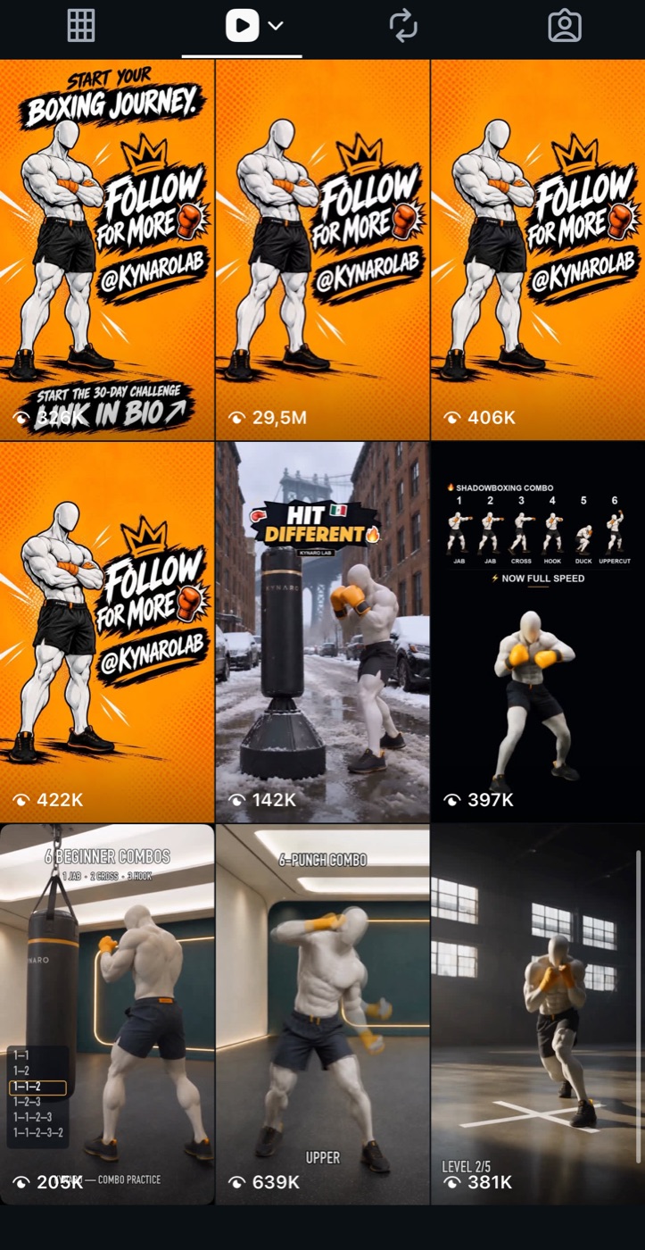Profil TikTok : vidéos de boxe animées, jusqu'à 29,5M de vues